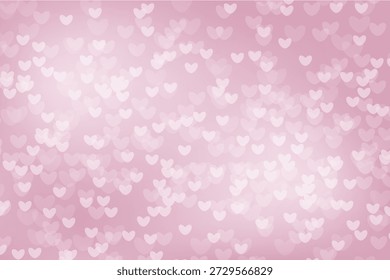 Helle Pastelltasche mit rosa Farbverlauf, Elfenbein Herz funkeln und leuchten. Neutrale warme nackte Tapete, Heller valentiner Vektorhintergrund mit Bokeh.