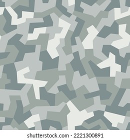 Light pastel green gray geometric camouflage for army, hunting and other use. Urban camo, seamless texture. Military pattern for fabric print. Vector background