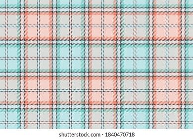light pastel green and orange tartan traditional ornament repeatable pattern, textile texture from plaid, tablecloths, shirts, clothes, dresses, bedding, editable vector illustration