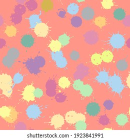 Vector pastel claro patrón sin fisuras de pinturas multicolores abstractas sobre fondo de coral.