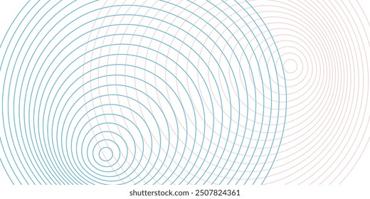 Light pattern of concentric spirals, gradually expanding. Blue and brown curving circular lines against white background, creating a sense of depth and infinite motion.