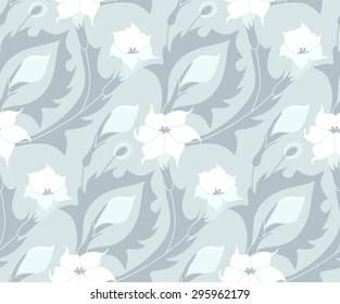 Light pattern with flowers, leaves and burr. It can be used for wallpapers and fabric. 