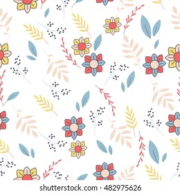 light pattern with flowers. flowers and leaves. hand drawing