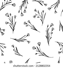 Light pattern of wildflowers. A meadow plant. First flowers. Delicate floral print for textiles, wrapping paper, wedding invitations or wallpaper