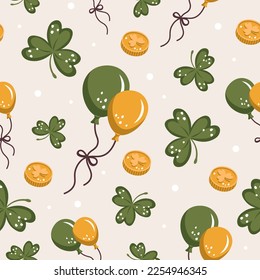 Light patterns with elements of saint patrick clover balloons