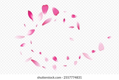 Light Peach Vector Transparent Background. Floral Garden Backdrop. Bloom Spa Cover. Rosa Graphic Design. Bright Sakura Falling Banner.