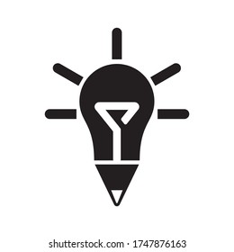 icono de luz y lápiz, vector de icono educativo