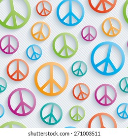 Light perforated paper with cut out effect. 3d peace simbol seamless background. Vector EPS10. See others in My Perforated Paper Sets.