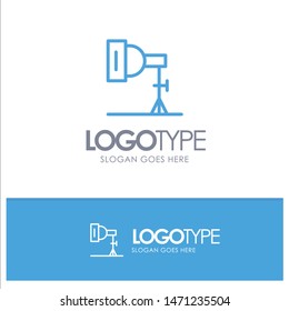 Light, Photo, Photography, Studio Blue Outline Logo Place for Tagline. Vector Icon Template background