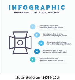 Light, Photo, Photography, Studio Line icon with 5 steps presentation infographics Background