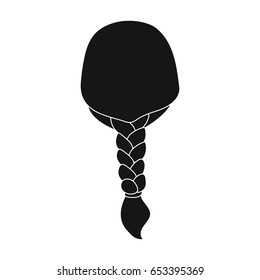 Light pigtail.Back hairstyle single icon in black style vector symbol stock illustration web.