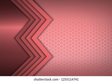 Light pink abstract background made of honeycomb with lines in shape of letter M