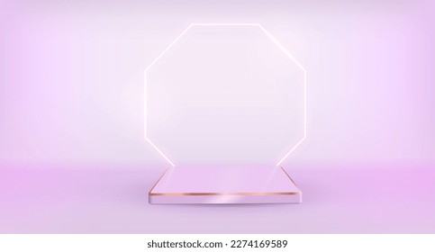 Light pink background with catwalk, stage template for presentation. Gentle backdrop for advertising and premium banners, posters, billboards, flyers, signs and websites. Vector illustration