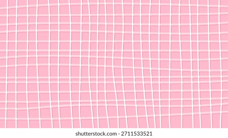 Ein hellrosa Hintergrund mit einem handgezeichneten, weißen, karierten Muster, das einen Schatten wirft