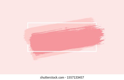 Light pink background vector with pink paint strokes surrounded boxed frame with empty copy space for text. Illustration is great as a backdrop or banner for sales and promotions.