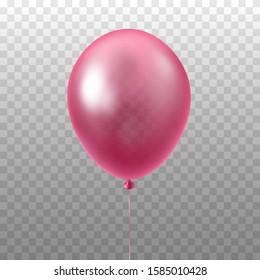 Light Pink Baloon Isolated On Transparent Background. 3D Vector Illustration Of Celebration, Party Baloons