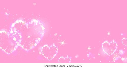 Light pink banner with heart elements. Beautiful design for poster, invitation, flyer, wallpaper, card, website