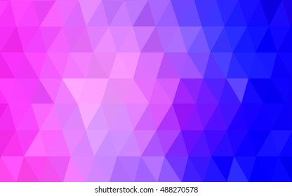 Light pink, blue blurry triangle template. Shining illustration, which consist of triangles. The elegant pattern can be used as part of a brand book.