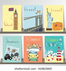 Light pink blue collection for banners, Flyers, Placards and Posters for travel