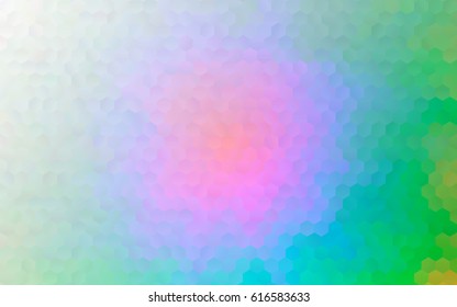 Light pink, blue, green vector polygonal illustration, which consist of hexagons. Hexagonal pattern for your business design. Geometric background in Origami style with gradient. 