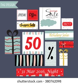 Light pink blue red paper sale banner