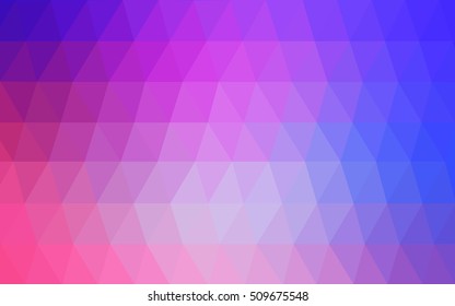 Light pink, blue triangle mosaic pattern. Geometric illustration in Origami style with gradient.  Brand-new design for your business.