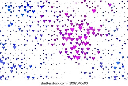 Light Pink, Blue vector abstract lovely pattern with Hearts on white background. Happy Valentine's Day Greeting Card with small hearts. Stock template for your romantic ad, leaflet, banner.