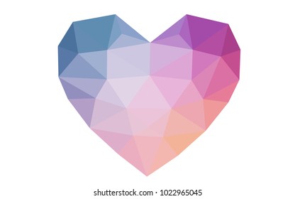 Light Pink, Blue vector abstract glitter heart shape on white background in love concept for valentine's day with sweet and romantic moment. Polygonal design for your business.