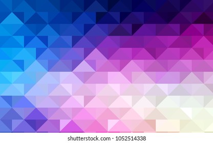 Light Pink, Blue vector abstract mosaic background. Triangular geometric sample with gradient.  Triangular pattern for your business design.