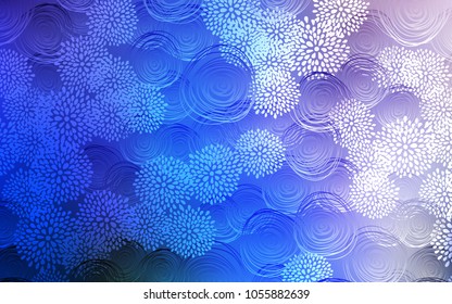 Light Pink, Blue vector abstract doodle pattern. An elegant bright illustration with flowers in Natural style. The pattern can be used for heads of websites and designs.