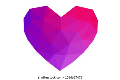 Light Pink, Blue vector abstract Triangle Geometrical Heart on white polygonal background. Happy Valentine's Day Greeting Card. Stock template for your design.