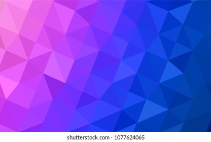 Light Pink, Blue vector abstract mosaic pattern. Triangular geometric sample with gradient.  Brand-new style for your business design.