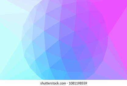 Light Pink, Blue vector abstract polygonal background with a gem in a centre. Colorful illustration with gradient. Triangular pattern for your design.