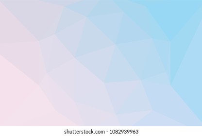 Light Pink, Blue vector abstract mosaic pattern. Triangular geometric sample with gradient.  Polygonal design for your web site.