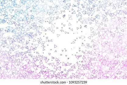 Light Pink, Blue vector abstract colorful background, which consist of triangles. Pattern with colored triangles on white background.