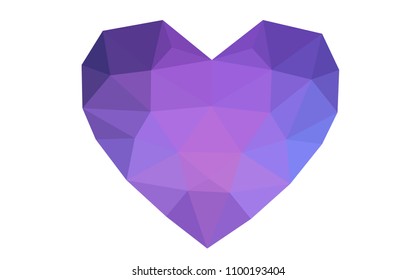 Light Pink, Blue vector abstract glitter heart shape on white background in love concept for valentine's day with sweet and romantic moment. Polygonal design for your business.