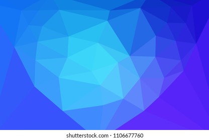Light Pink, Blue vector abstract mosaic background with a heart in a centre. Illustration in mosaic style with gradient.  New template for your brand book.