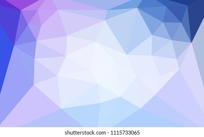 Light Pink, Blue vector abstract mosaic backdrop with a heart in a centre. Shining colorful illustration with triangles. Completely new template for your banner.