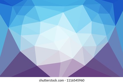Light Pink, Blue vector abstract mosaic pattern with a heart in a centre. Illustration in Origami style with gradient. New template for your brand book.