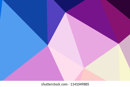 Light Pink, Blue vector abstract mosaic background. Shining polygonal illustration, which consist of triangles. Polygonal design for your web site.