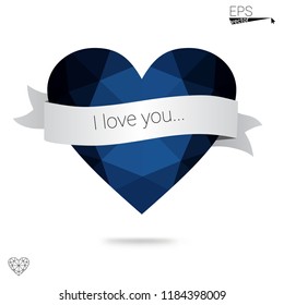 Light Pink, Blue vector abstract Triangle Geometrical Heart on white polygonal background. Happy Valentine's Day Greeting Card. Stock template for your design.