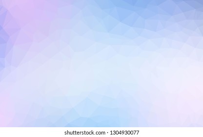 Light Pink, Blue vector abstract polygonal template. Shining polygonal illustration, which consist of triangles. Triangular pattern for your design.