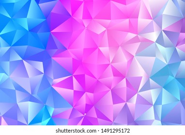 Light Pink, Blue vector abstract mosaic pattern. Triangular geometric sample with gradient.  Template for a cell phone background.