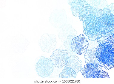 Light Pink, Blue vector abstract backdrop with leaves. Colorful illustration in doodle style with flowers. New design for your business.