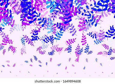 Color rosa claro, Blue vectorial abstracto con hojas. Ilustración creativa en estilo borroso con hojas. Patrón texturizado para sitios web, banners.