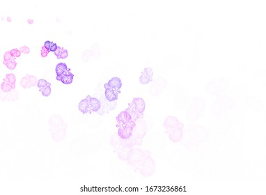 Light Pink, Blue vector abstract design with flowers. Decorative design of flowers on white background. Hand painted design for web, wrapping.
