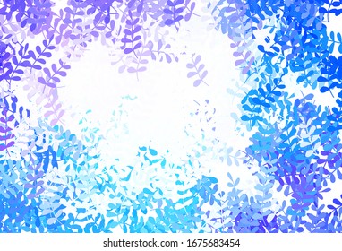 Light Pink, Blue vector abstract background with leaves. Doodle illustration of leaves in Origami style with gradient. Hand painted design for web, leaflets.