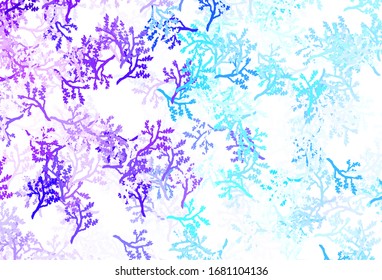 Light Pink, Blue vector abstract design with sakura. Colorful illustration in doodle style with leaves, branches. Hand painted design for web, leaflets.
