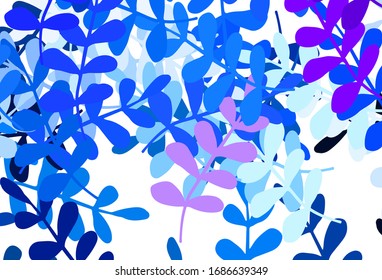 Diseño abstracto de vector azul claro con hojas. Nueva ilustración colorida en estilo doodle con hojas. Patrón colorido para los libros infantiles.