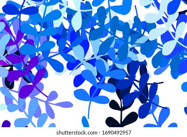 Light Pink, Blue vector abstract design with leaves. New colorful illustration in doodle style with leaves. Colorful pattern for kid's books.